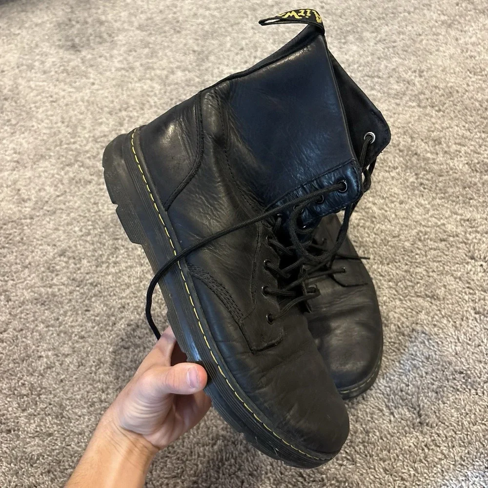Dr. Martens Combs Leather Black Combat Boots Mens Sz 13 AW004 Air Wair Lace Up